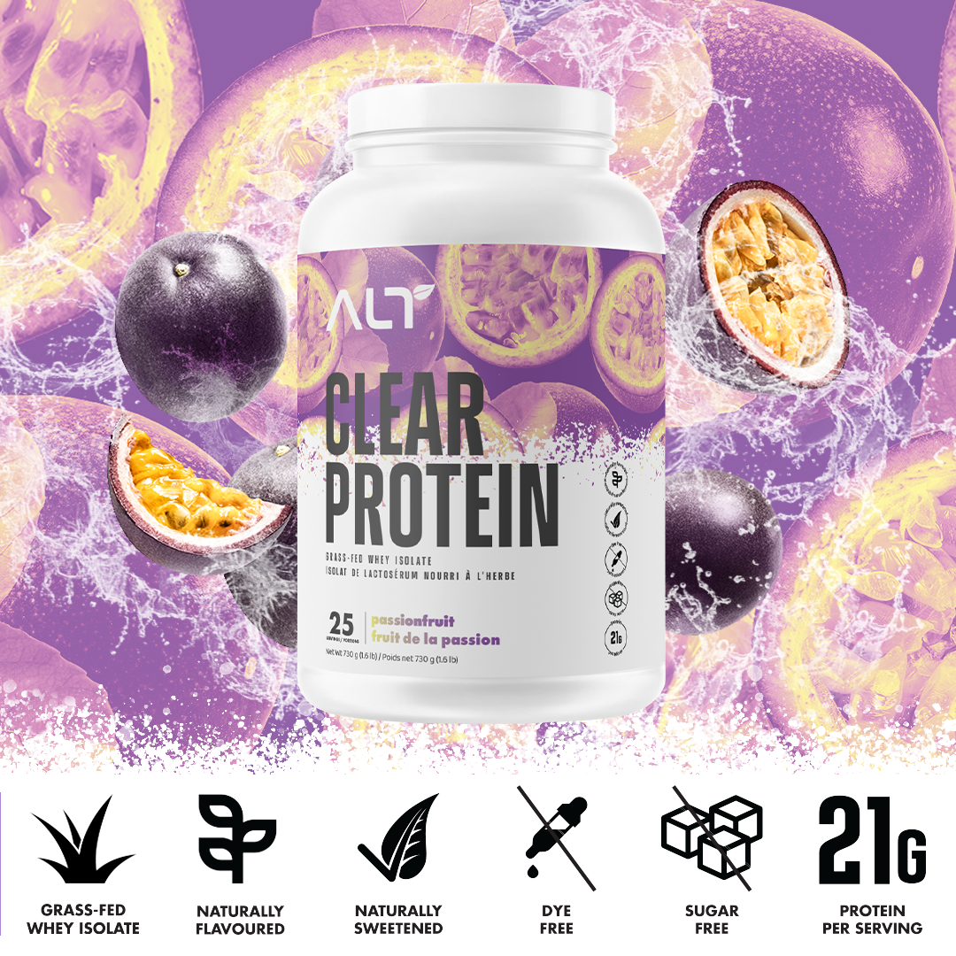 Passionfruit clear whey social post